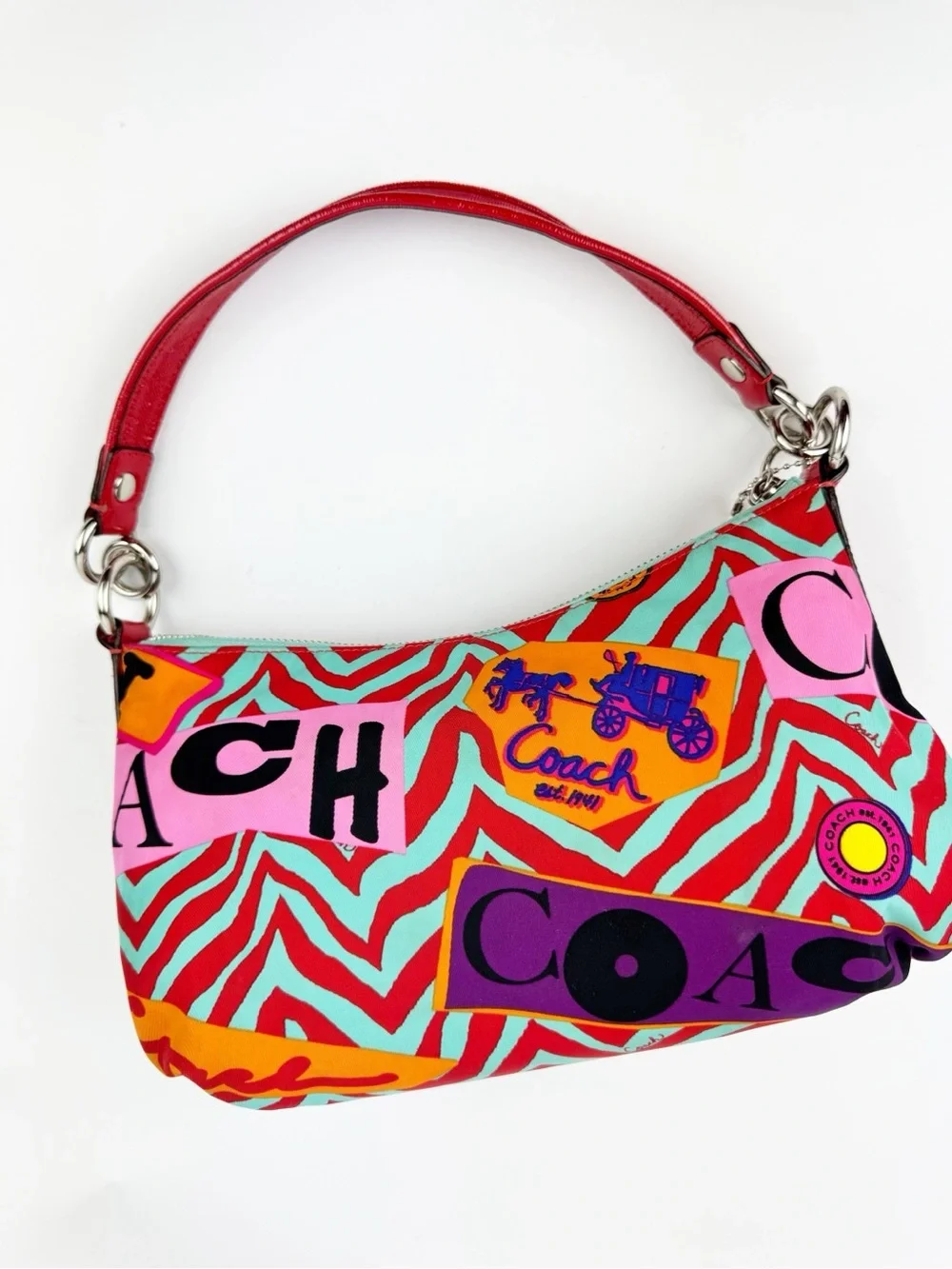 Coach Y2K Poppy Graffiti Groovy Hobo Graphic Print Shoulder Bag 13923 - Picture 2 of 13